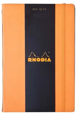 RHODIA DEFTER BOUTIQUE SERT DERİ KAPAK ELASTİK BANTLI A5 90 GR 96 YP DOT TURUNCU RW118768
