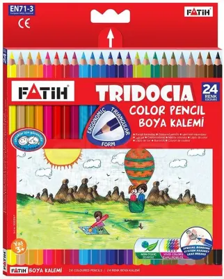FATİH KURU BOYA 24 RENK TRIDOCI TAM BOY ÜÇGEN 33260