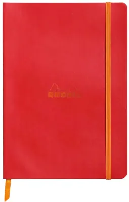 RHODIA DEFTER RHODIARAMA YUMUŞAK DERİ KAPAK ELASTİK BANTLI A5 90 GR 80 YP ÇİZGİLİ POPPI RY117413