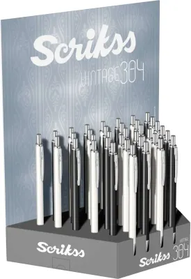 SCRIKSS TÜKENMEZ KALEM 304 36 LI STAND SİYAH-BEYAZ