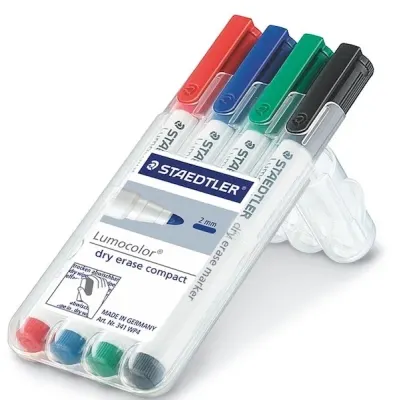 STAEDTLER BEYAZ TAHTA KALEMİ LUMOCOLOR 1.0 - 2.0 KARIŞIK RENK 4 LÜ SET 341 WP4
