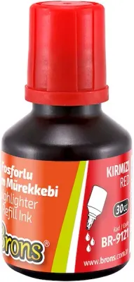 BRONS FOSFORLU KALEM  MÜREKKEBİ KIRMIZI 30 CC BR-9121