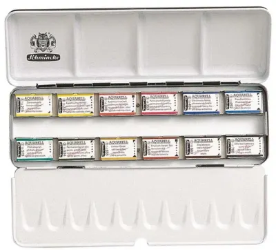 SCHMİNCKE HORADAM AQUARELL METAL KUTU ARTİST SULU BOYA SETİ 12 X TAM TABLET 74312 74312097