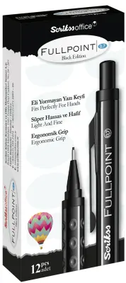 SCRIKSS OFFICE VERSATİL KALEM FULL POINT BLACK EDITION 0.7 KIRMIZI 12 Lİ KUTU