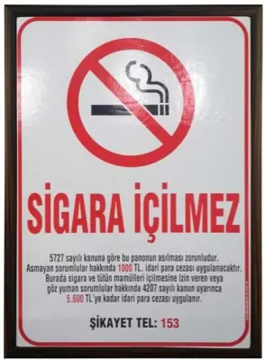 AKYAZI SİGARA İÇİLMEZ LEVHASI 50X70 MDF 0508