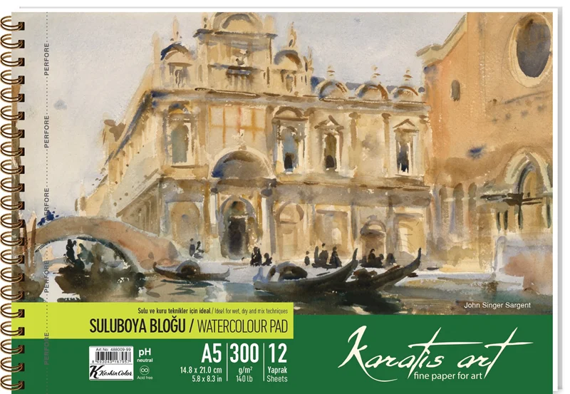 KESKİN SULUBOYA BLOK KARATİS ART A5 300 GR SPİRALLİ 12 YP. 488009
