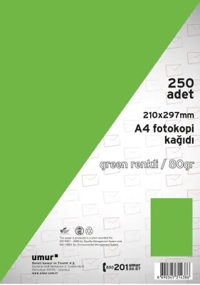 UMUR RENKLİ FOTOKOPİ KAĞIDI A4 80 GR 250 Lİ GREEN (190) 30009257
