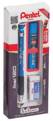 PENTEL VERSATİL KALEM OKUL SETİ 120A3 0.7 MAVİ Y A317-3CS