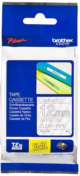 BROTHER PTOUCH ETİKET 12MM ŞEFFAF-BEYAZ 12TZE135