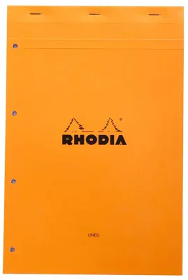 RHODIA BLOKNOT BASIC DİKİŞLİ 4 DELİKLİ A4+ 80 GR 80 YP ÇİZGİLİ TURUNCU BEYAZ KAĞIT RA119600