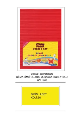 GİNZA OLUKLU MUKAVVA 24X34 SİMLİ 10 LU GN-273