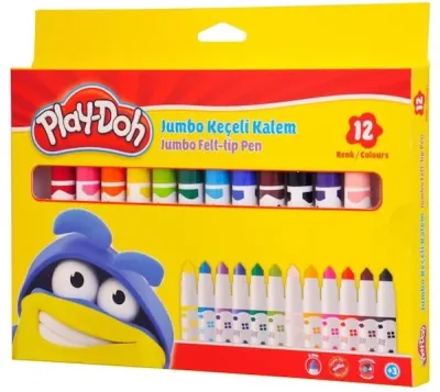 PLAY-DOH KEÇELİ KALEM JUMBO 12 RENK 6 MM KARTON PLAY-KE010