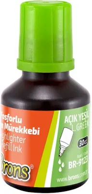 BRONS FOSFORLU KALEM  MÜREKKEBİ AÇIK YEŞİL 30 CC BR-9123