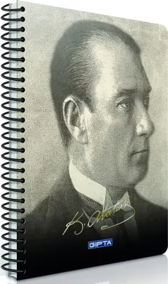 GIPTA DEFTER ATATÜRK A4 SPİRALLİ KARTON KAPAK 100 YP. KARELİ 2659