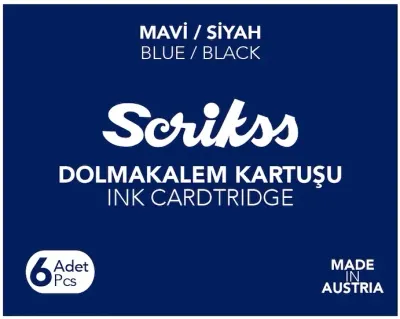SCRIKSS DOLMA KALEM  KARTUŞU 6 LI PAKET MAVİ-SİYAH