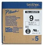 BROTHER PTOUCH ETİKET 9MM BEYAZ-SİYAH 5 Lİ HGE221V5
