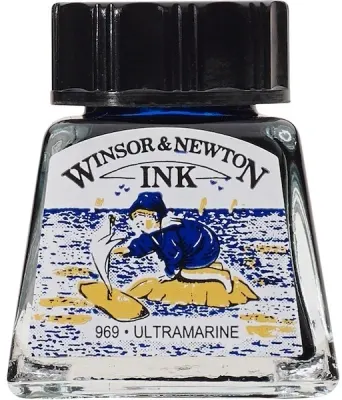 W&amp;N ÇİZİM MÜREKKEBİ DRAWING INK 14 ML ULTRAMARINE 660 WN-1005660