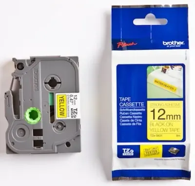 BROTHER PTOUCH ETİKET 12MM SARI-SİYAH 12TZS631