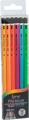 SERVE KURŞUN KALEM PREMIUM SET 6 LI FOSFORLU PET SV-KKB6FSKRP