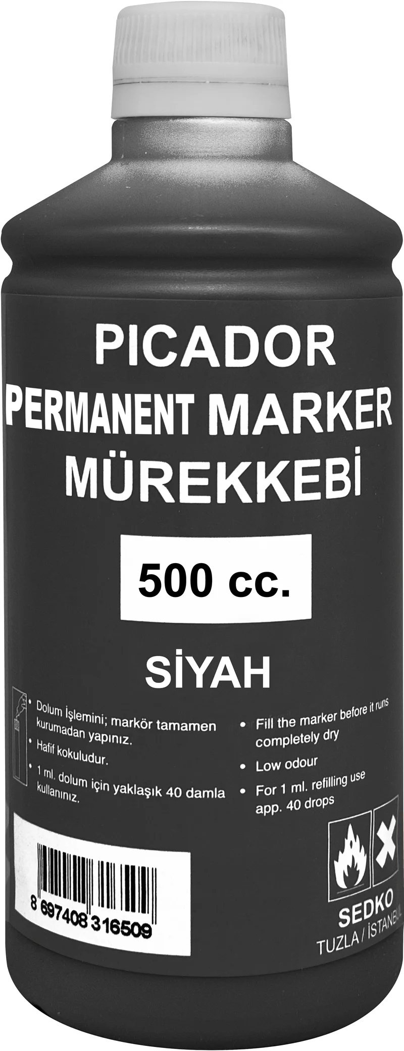 PICADOR TAHTA KALEM MÜREKKEBİ 500 ML SİYAH KB009