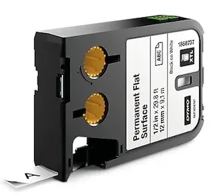 DYMO ETİKET RHINOPRO XTL SABİT POLYESTER DÜZ YÜZEY 12MM x 9.1MT BEYAZ/SİYAH 1868737