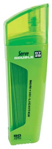 SERVE MİN + FOSFORLU KALEM DOUBLE 0.7 YEŞİL 10 LU SV-FMY 07-10