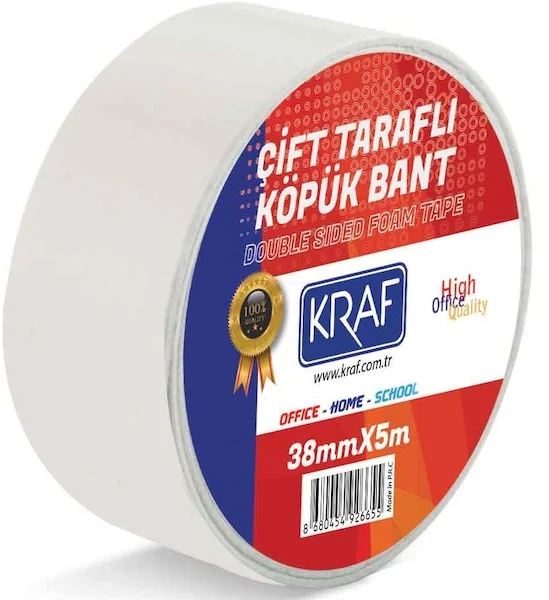 KRAF ÇİFT TARAFLI KÖPÜK BANT 38mm x 5m 5038G