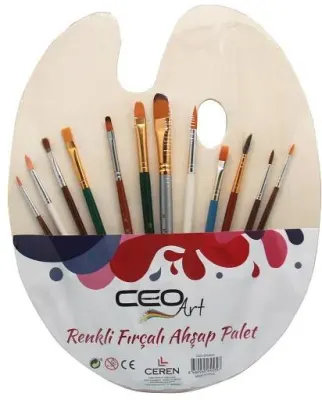 CEOART AHŞAP PALET+12 FIRÇA SET (SENTETİK) CEO-SN0023