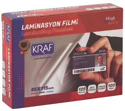 KRAF LAMİNASYON FİLMİ 85x115 MM 125 Mic. 100 LÜ 2128