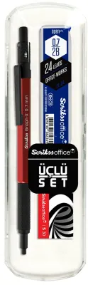 SCRIKSS OFFICE VERSATİL KALEM OKUL SETİ GRAPH-X 0.7 KIRMIZI + SİLGİ + MİN BLS.
