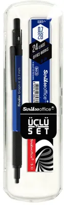 SCRIKSS OFFICE VERSATİL KALEM OKUL SETİ GRAPH-X 0.7 MAVİ + SİLGİ + MİN BLS.