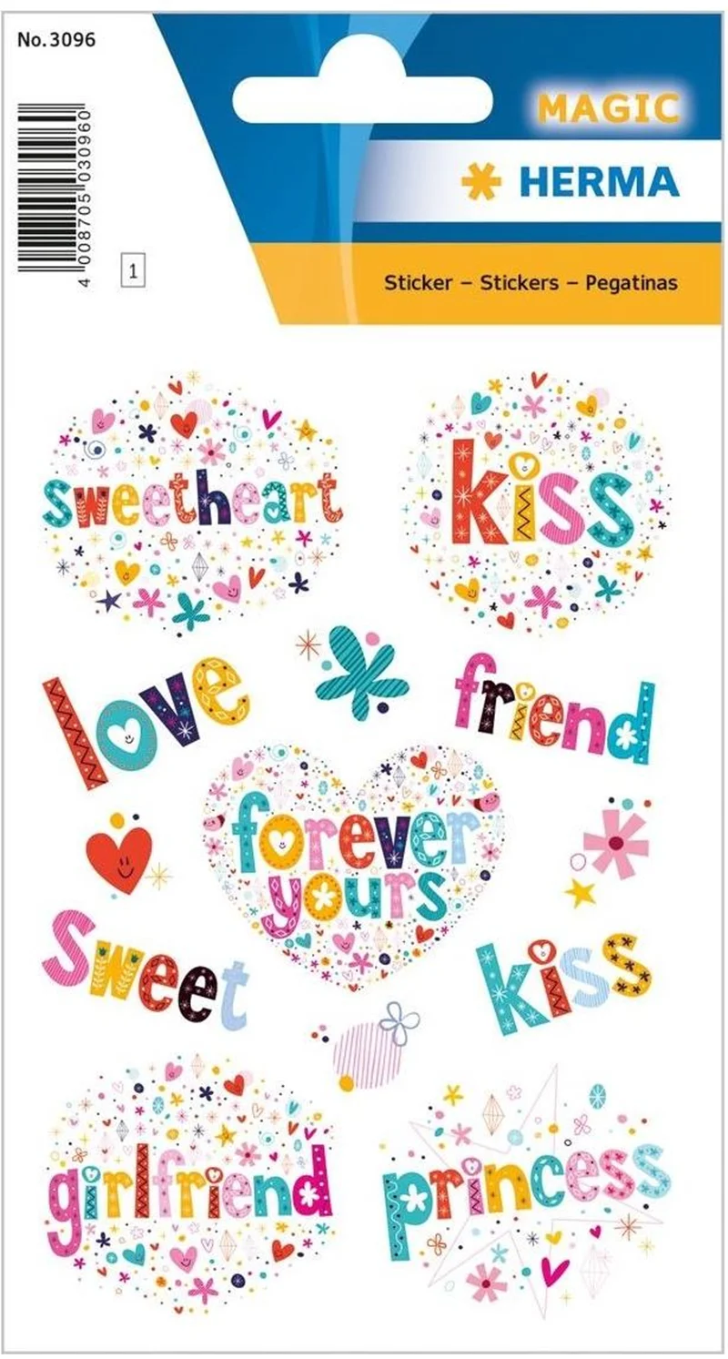 HERMA ETİKET MAGIC GLITTERY FOIL LOVE & KISS 3096