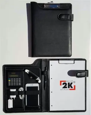 2K SEKRETERLİK A4 SUNİ DERİ KAVİSLİ KAPAK SİYAH 6000