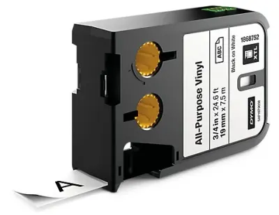 DYMO ETİKET RHINOPRO XTL ÇOK AMAÇLI VİNİL 19MM x 7MT BEYAZ/SİYAH 1868752