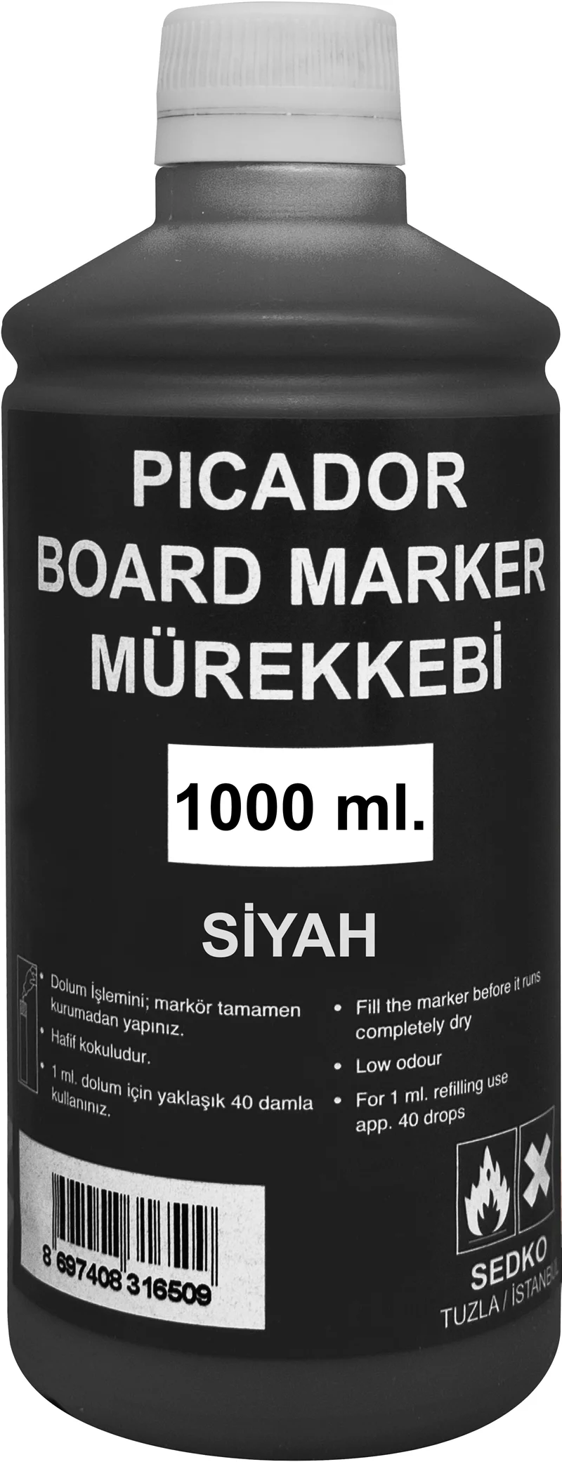 PICADOR TAHTA KALEM MÜREKKEBİ 1000 ML SİYAH KB013