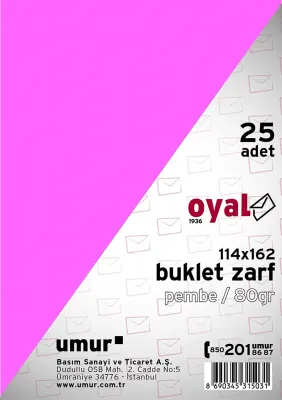 OYAL ZARF BUKLET 11.4x16.2 80 GR POŞETLİ PEMBE 25 Lİ 30015233