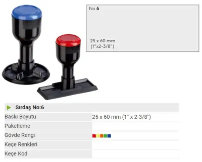 SIRDAŞ MÜHÜR SAPI PLASTİK  P6 60x25 MM