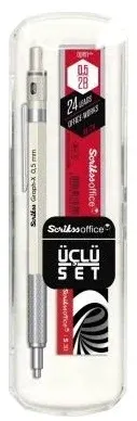 SCRIKSS OFFICE VERSATİL KALEM OKUL SETİ GRAPH-X 0.5 BEYAZ + SİLGİ + MİN BLS.