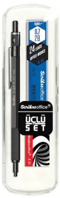SCRIKSS OFFICE VERSATİL KALEM OKUL SETİ GRAPH-X 0.7 MAT SİYAH + SİLGİ + MİN BLS.