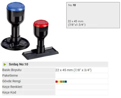 SIRDAŞ MÜHÜR SAPI PLASTİK P10 45x22 MM