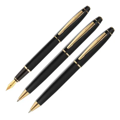 SCRIKSS DOLMA KALEM + TÜKENMEZ KALEM + VERSATİL KALEM SET 35 MAT SİYAH ALTIN