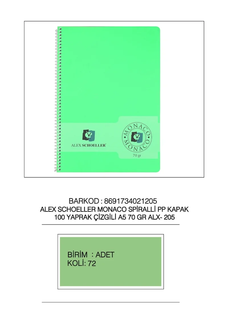 ALEX DEFTER A5 PP KAPAK SPİRALLİ 100 YP ÇİZGİLİ ALX-205