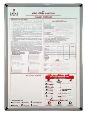 AKYAZI YANGIN TALİMATI METAL ÇERÇEVE 50X70 927