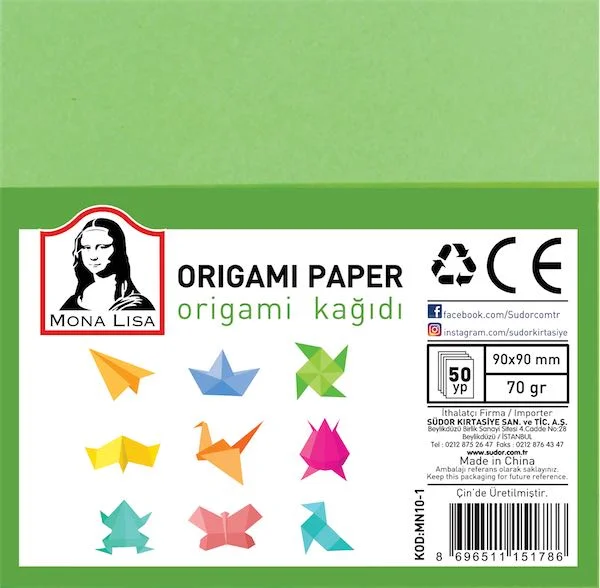 SÜDOR ORİGAMİ KAĞIDI 9x9 70 GR 50YP MN10-1