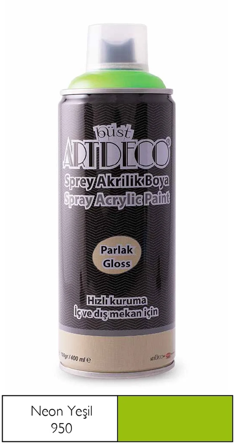 ARTDECO SPREY BOYA AKRİLİK 400 ML NEON YEŞİL Y-400-950