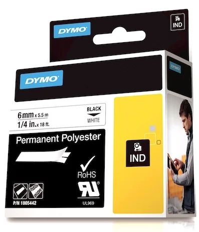 DYMO ŞERİT RHİNOPRO 6MM x 5.5MT BEYAZ/SİYAH 1805442