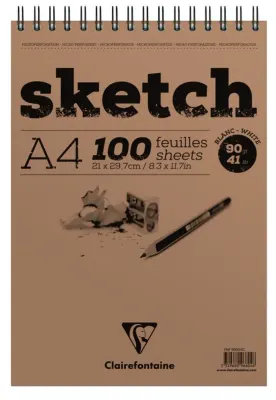 CLAIREFONTAINE ESKİZ BLOK ESQUISSE SKETCH BLANC SPİRALLİ A4 90 GR 50 YP EB96904