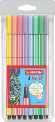 STABILO KEÇELİ KALEM PEN 68 SET  8 RENK PASTEL 68/8-01