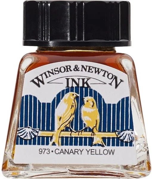 W&amp;N ÇİZİM MÜREKKEBİ DRAWING INK 14 ML CANARY YELLOW 123 WN-1005123
