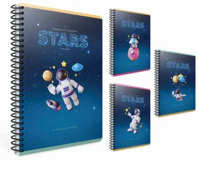 GIPTA DEFTER STARS A4 SPİRALLİ KARTON KAPAK 80 YP. KARELİ 6186